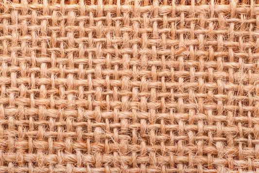 close up of a woven jute fabric