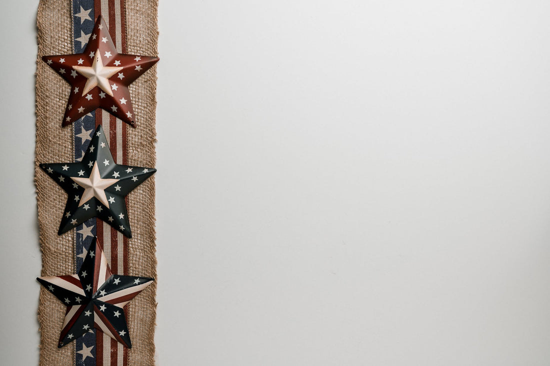decorative american ribbon with stars on fabric