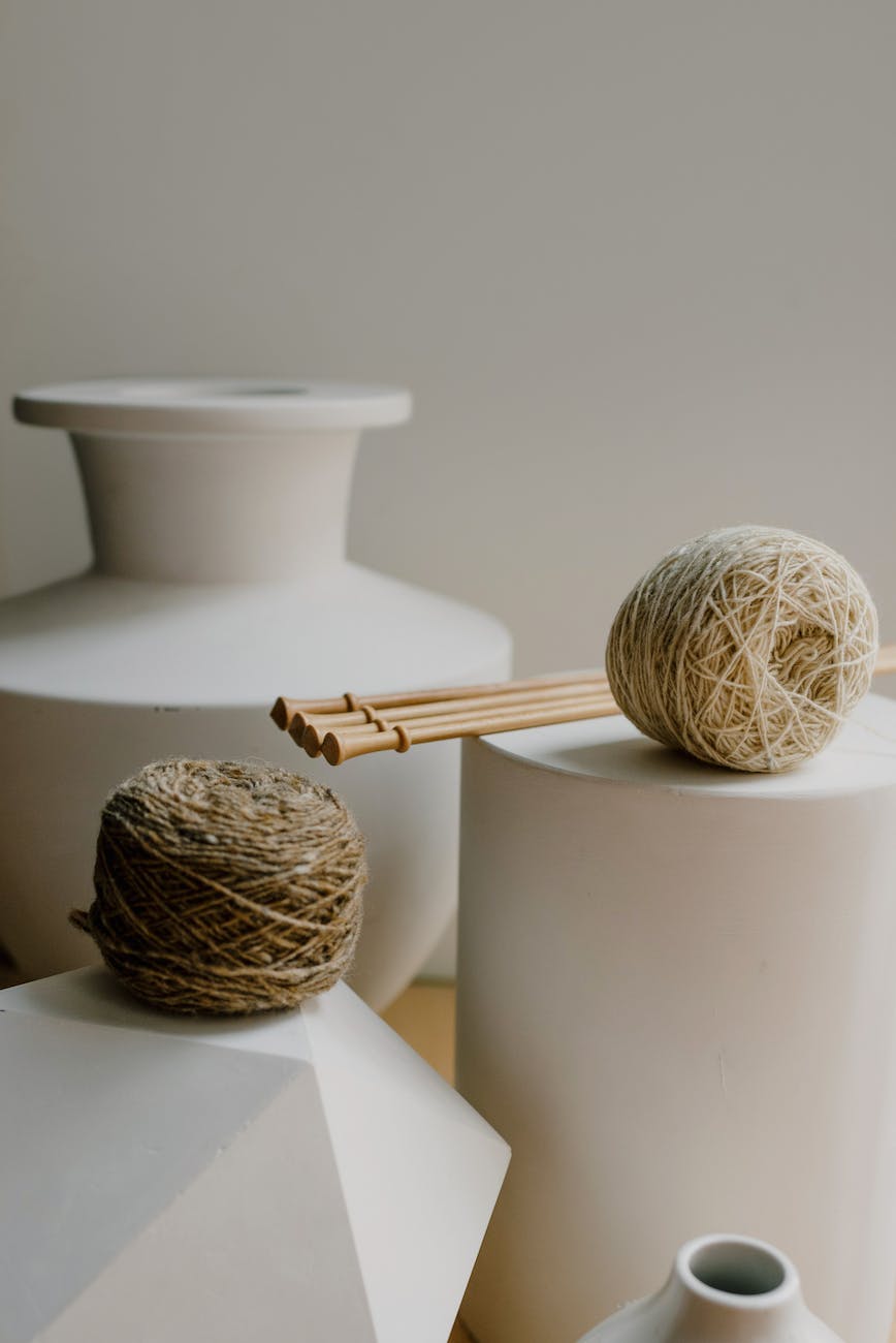 white vases and jute twines