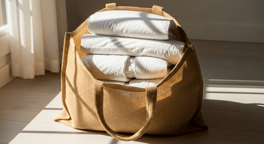 sac en toile de jute pour rangement couette oreiller linge - Sac en toile de jute : la solution naturelle pour ranger couettes et oreillers