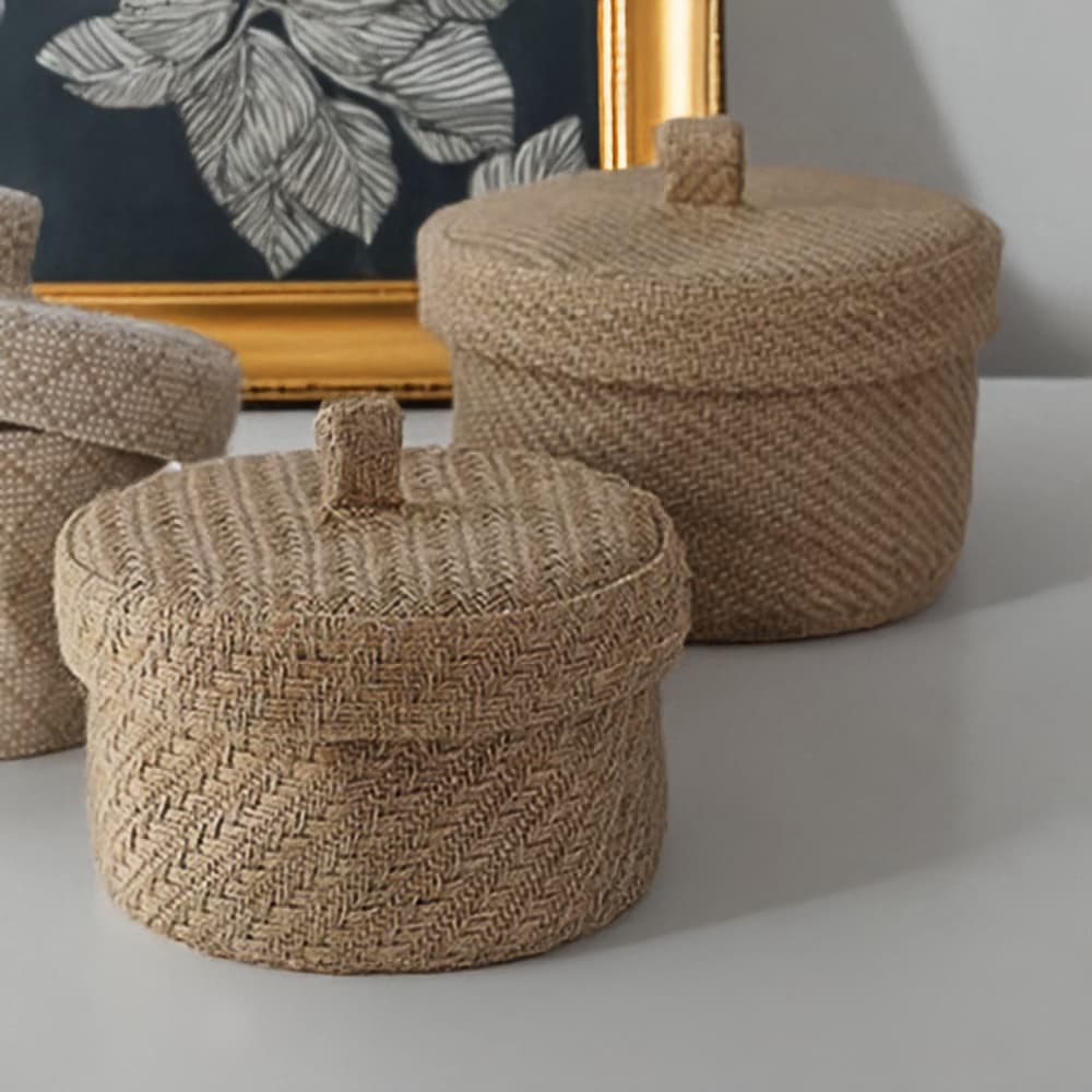 Panier fibre naturelle avec couvercle