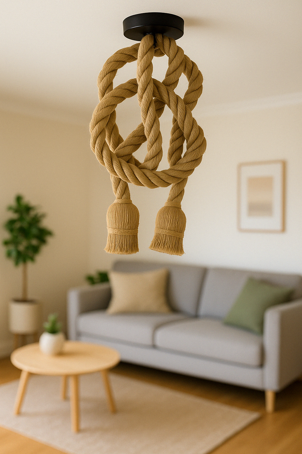 Suspension Luminaire Design en Corde de Jute