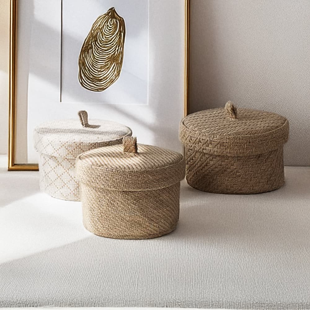 Panier fibre naturelle avec couvercle