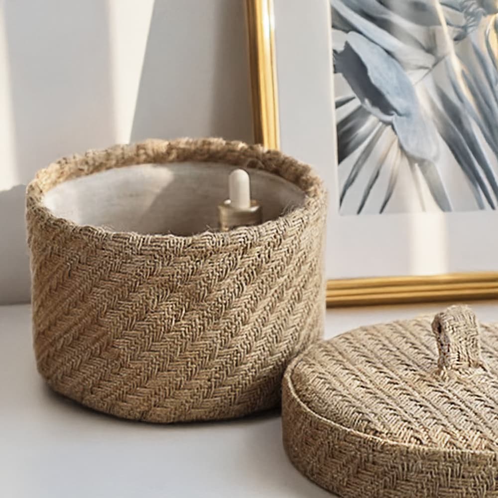 Panier fibre naturelle avec couvercle