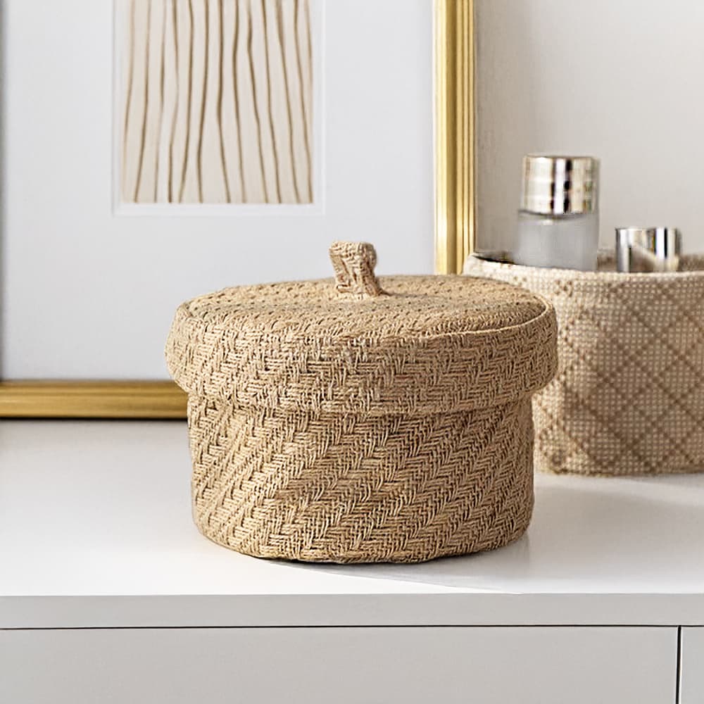 Panier fibre naturelle avec couvercle