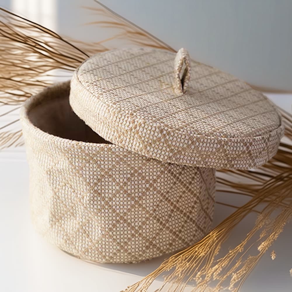 Panier fibre naturelle avec couvercle
