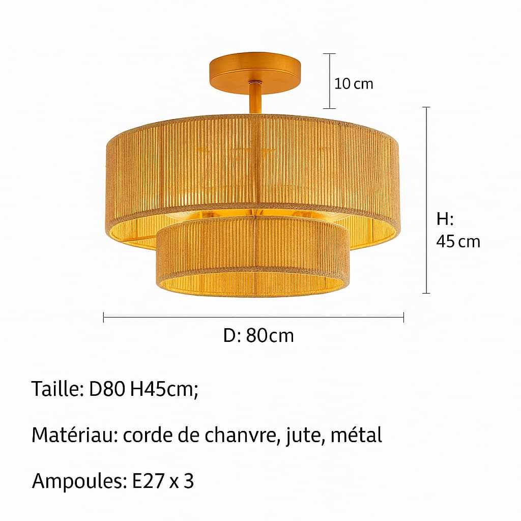 Suspension Luminaire en Jute Cuisine & Salon