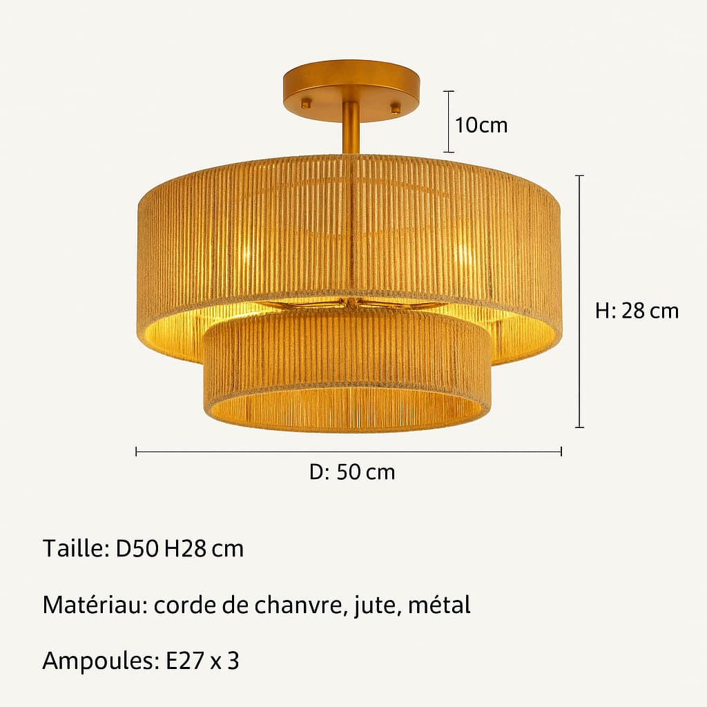 Suspension Luminaire en Jute Cuisine & Salon
