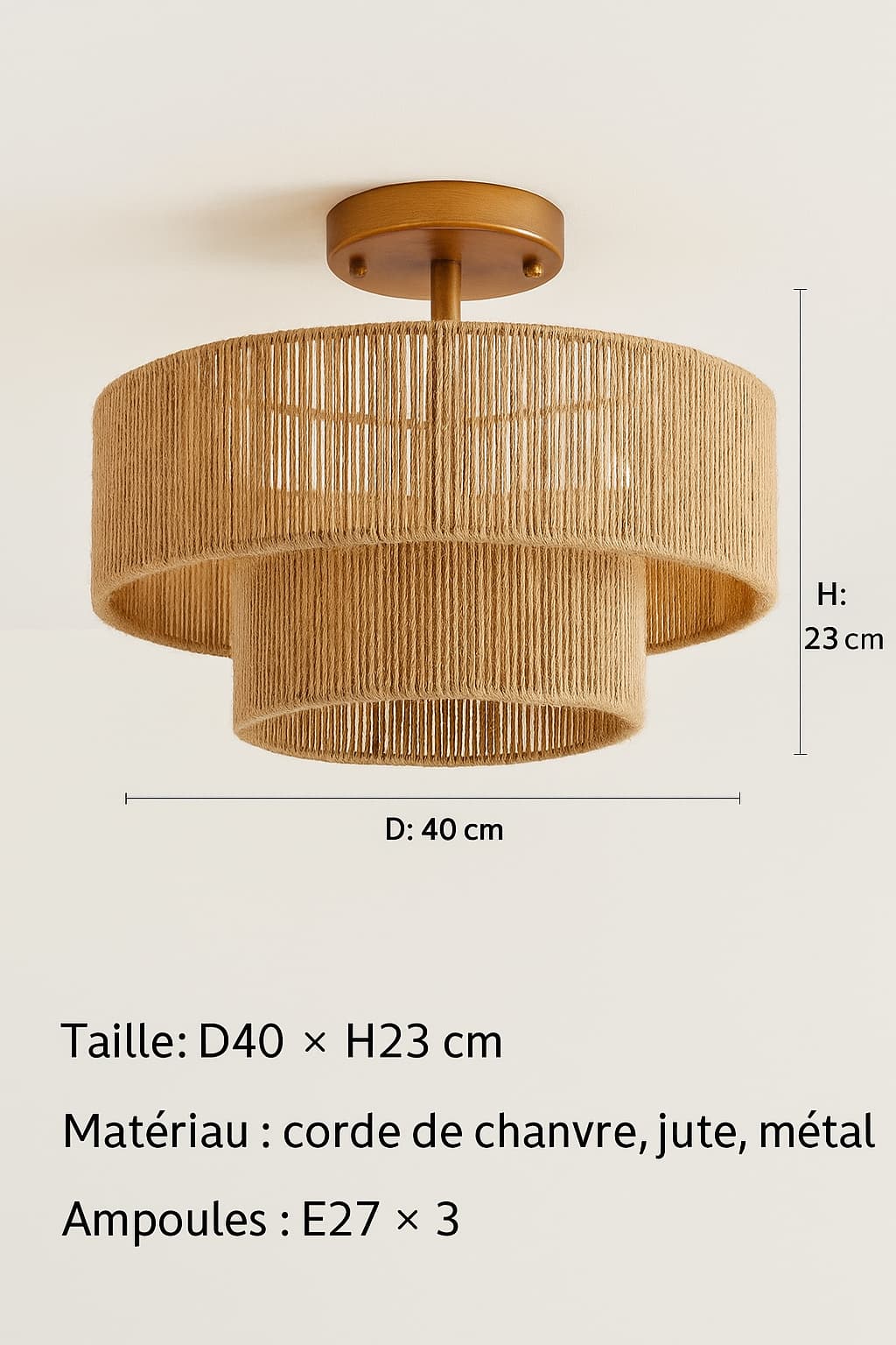 Suspension Luminaire en Jute Cuisine & Salon
