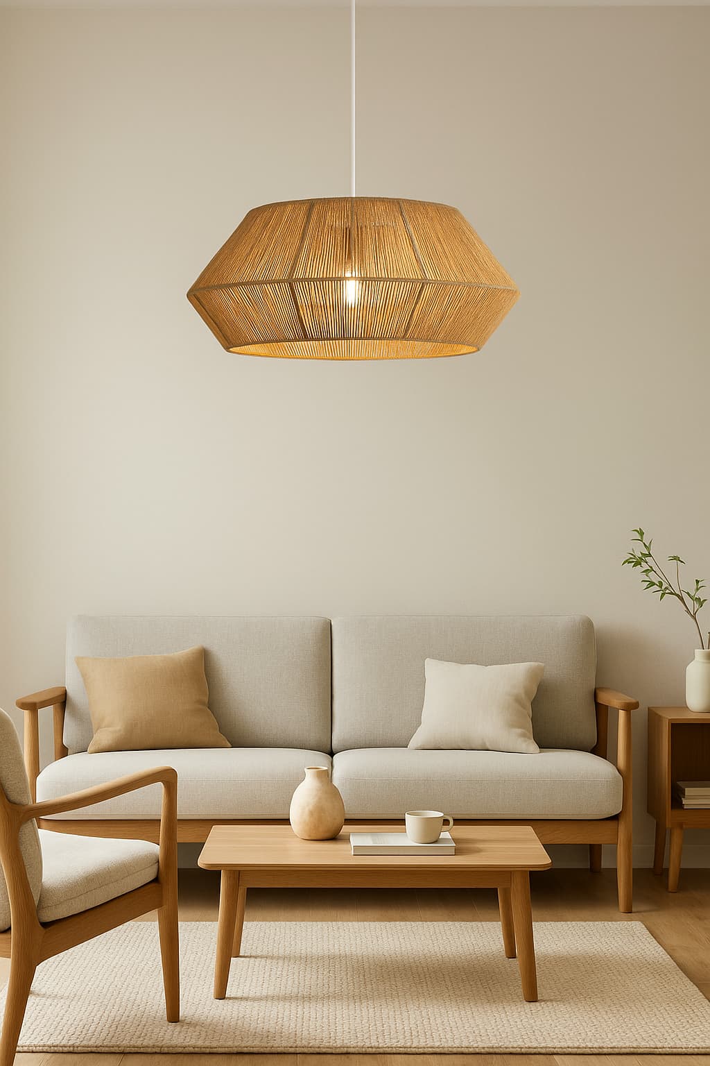 Luminaire en Rotin Suspendu