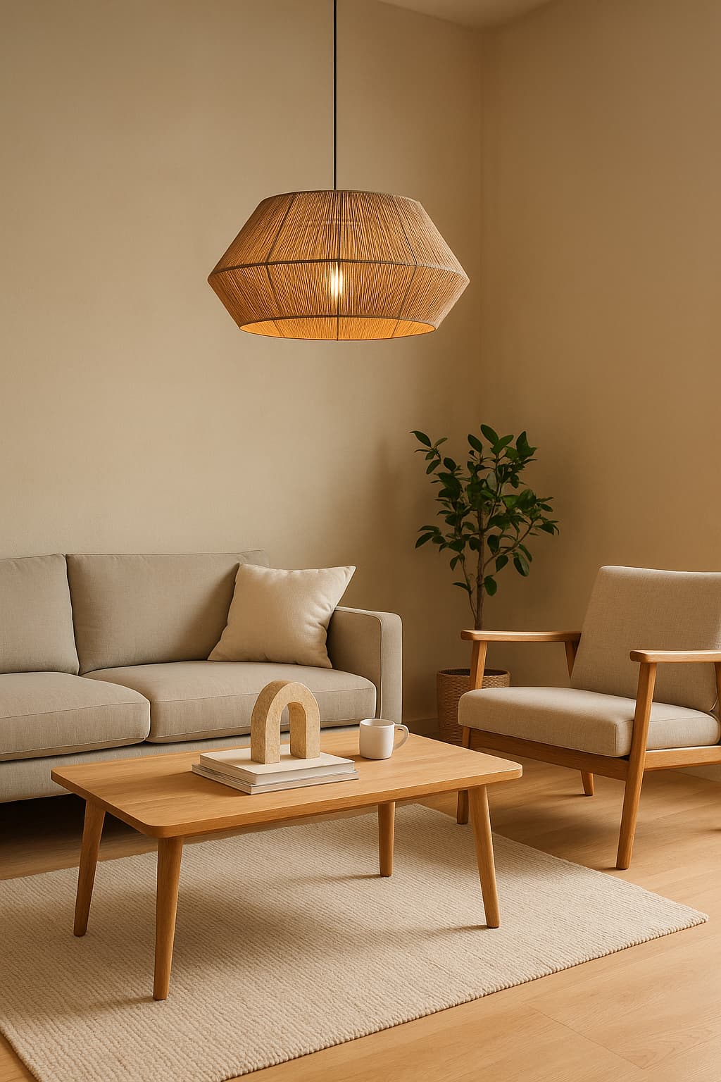 Luminaire en Rotin Suspendu