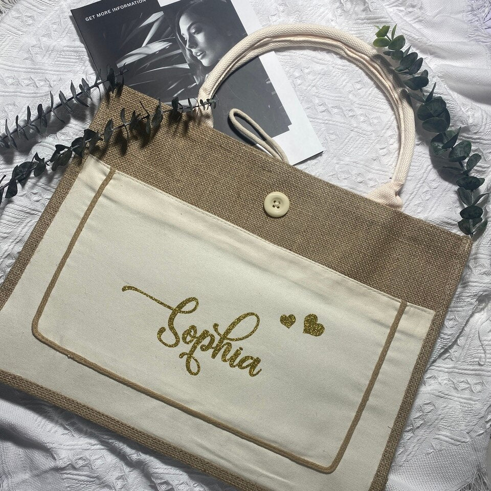 Sac cabas toile de jute personnalisable