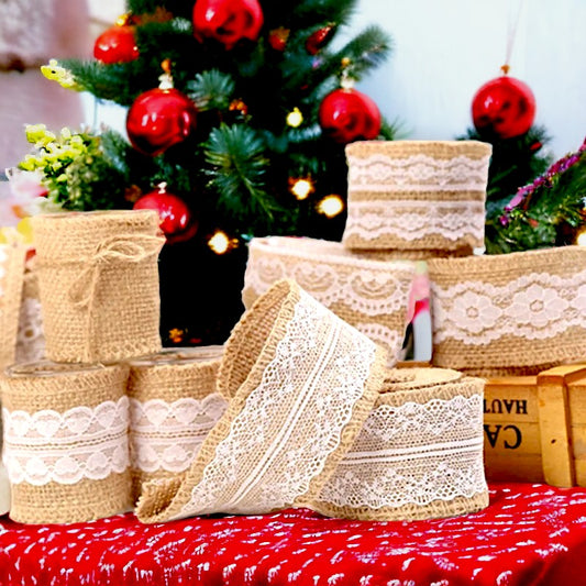 Ruban jute Noël (Dentelle et Jute)