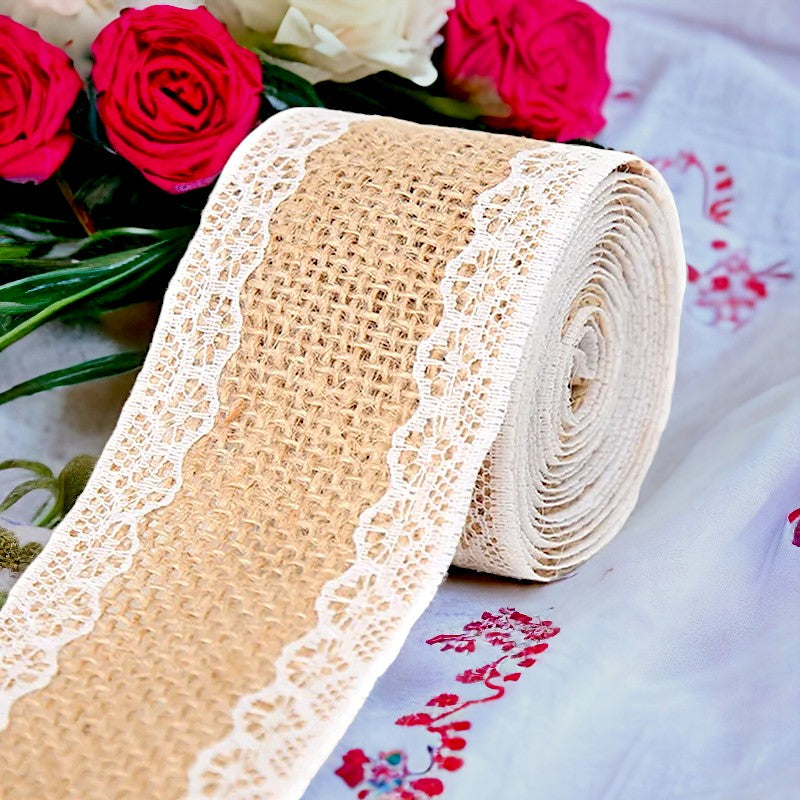Ruban toile de jute et dentelle