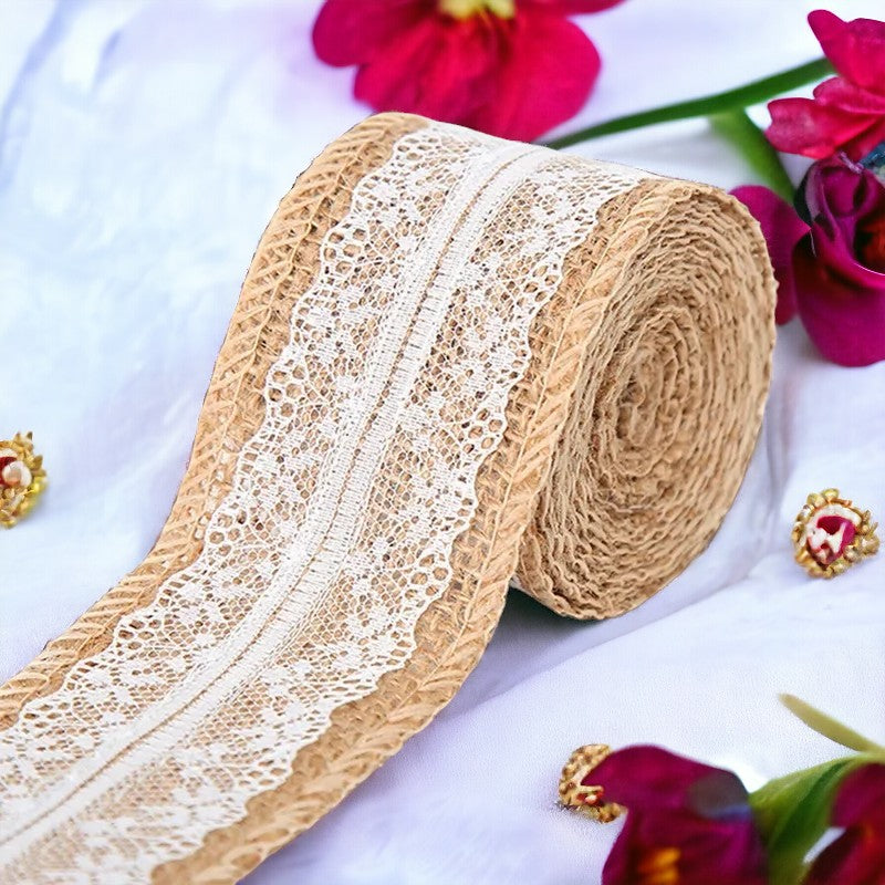 Ruban dentelle toile de jute