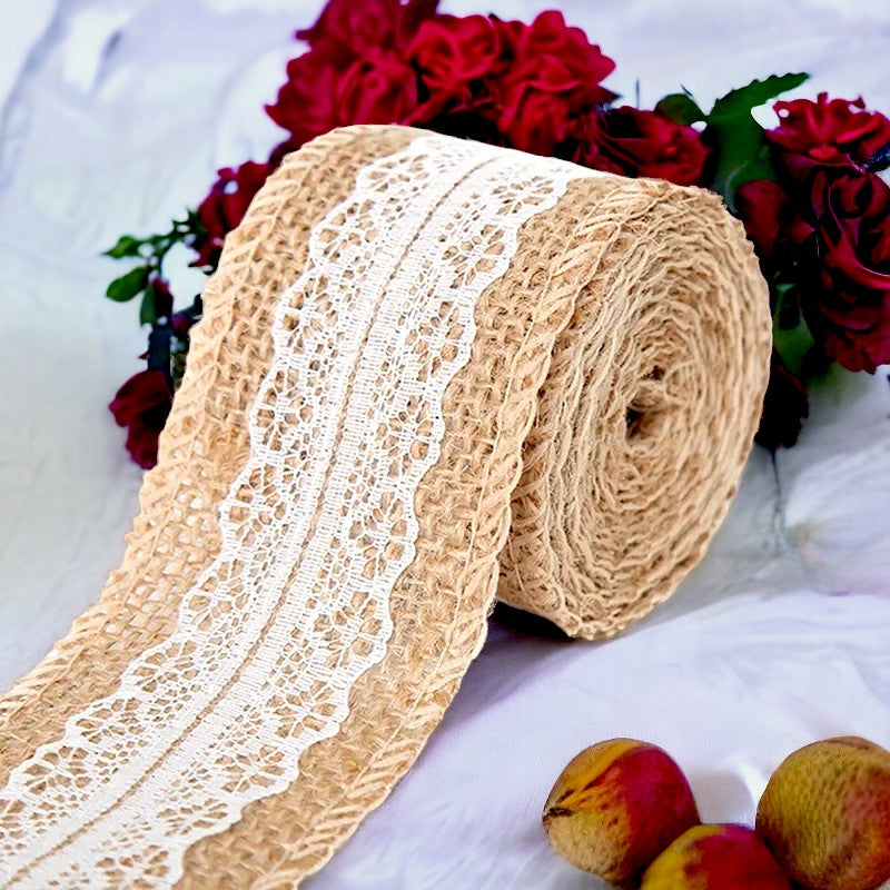 Ruban toile de jute et dentelle