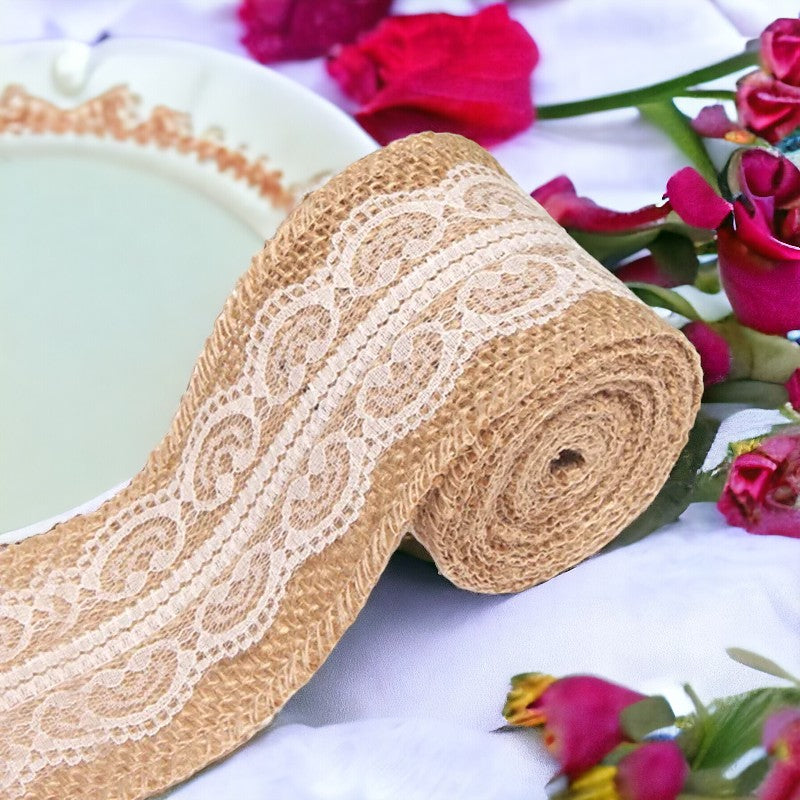 Ruban toile de jute et dentelle