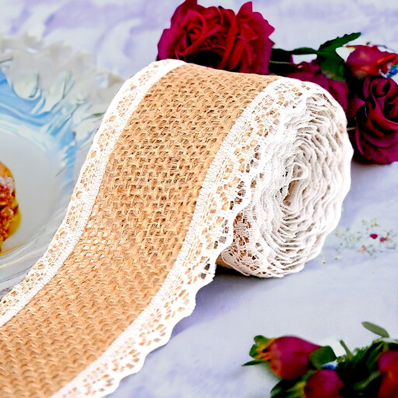 Ruban dentelle toile de jute